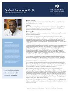 Olufemi Babarinde, Ph.D. Associate Professor, Global Studies