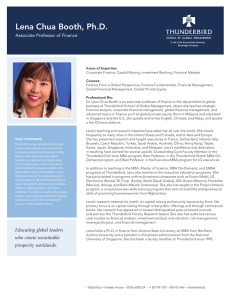 Lena Chua Booth, Ph.D. Associate Professor of Finance