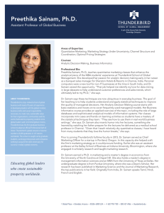 Preethika Sainam, Ph.D. Assistant Professor of Global Business