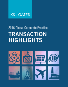TRANSACTION HIGHLIGHTS 2016 Global Corporate Practice