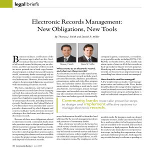 B Electronic Records Management: New Obligations, New Tools legal