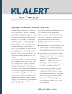 Insurance Coverage Highlights of Proposed Asbestos Legislation