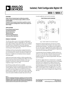 Isolated, Field Configurable Digital I/O 6B50-1 / 6B50-2  FEATURES