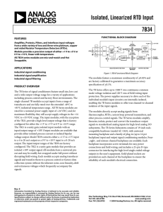 Isolated, Linearized RTD Input 7B34  FEATURES