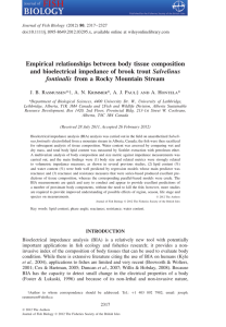 Empirical relationships between body tissue composition Salvelinus fontinalis