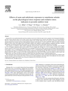 Effects of acute and subchronic exposures to waterborne selenite