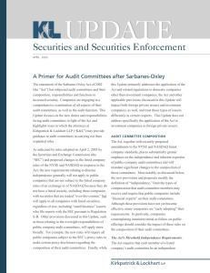 UPDATE Securities and Securities Enforcement A Primer for Audit Committees after Sarbanes-Oxley