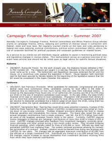 Campaign Finance Memorandum - Summer 2007