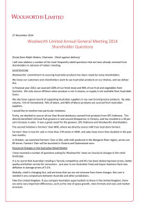 Woolworth Limited Annual General Meeting 2014 Shareholder Questions