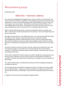 AGM	2015	–	Chairman’s	Address