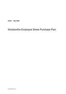 Woolworths Employee Share Purchase Plan Dated:    May 2008  Legal\105922430.3