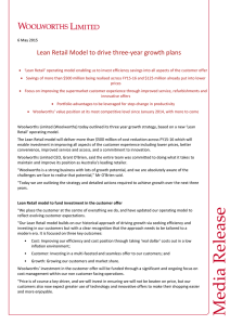Lean Retail Model to drive three‐year growth plans   