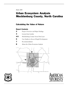 Urban Ecosystem Analysis Mecklenburg County, North Carolina Calculating the Value of Nature