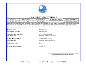 AIR QUALITY TITLE V PERMIT 15-01V-022 April 1, 2015