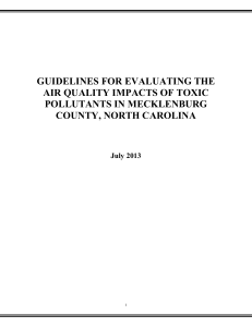 GUIDELINES FOR EVALUATING THE AIR QUALITY IMPACTS OF TOXIC POLLUTANTS IN MECKLENBURG