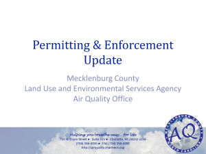 Permitting &amp; Enforcement Update Mecklenburg County Land Use and Environmental Services Agency