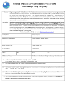 VISIBLE EMISSIONS TEST NOTIFICATION FORM Mecklenburg County Air Quality