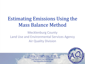 Estimating Emissions Using the Mass Balance Method Mecklenburg County