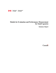 Models for Evaluation and Performance Measurement for Small Agencies Summary Report