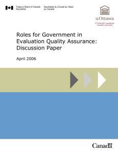Roles for Government in Evaluation Quality Assurance: Discussion Paper