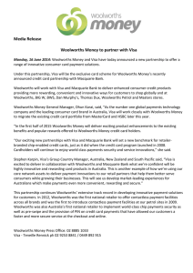  Media Release  Woolworths Money to partner with Visa  