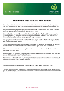 Woolworths says thanks to NSW Seniors