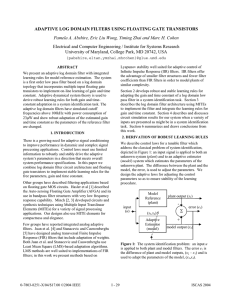 ADAPTIVE LOG DOMAIN FILTERS USING FLOATING GATE TRANSISTORS