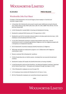 Woolworths Jobs Fact Sheet 01.04.2012  PRESS RELEASE 