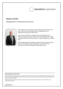 Martin Smith Managing Director of Woolworths Liquor Group