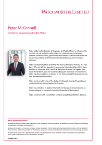 Peter McConnell Director of Corporate and Public Affairs