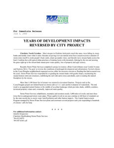 YEARS OF DEVELOPMENT IMPACTS REVERSED BY CITY PROJECT  For Immediate Release