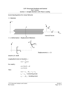 Prof. Connor Section 1: Straight Members with Planar Loading  Governing Equations for Linear Behavior 1.1 Notation