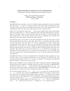 1 MASSACHUSETTS INSTITUTE OF  TECHNOLOGY 6.262  Discrete Stochastic Processes