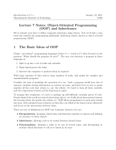 Lecture  7  Notes:  Object-Oriented  Programming