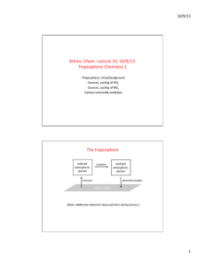 Atmos. Chem. Lecture 10, 10/9/13: Tropospheric Chemistry 1 10/9/13