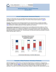 Achieving Student Learning Outcomes January 2012 Annual Undergraduate Assessment Reports