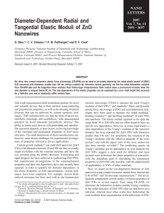 Diameter-Dependent Radial and Tangential Elastic Moduli of ZnO Nanowires G. Stan,*