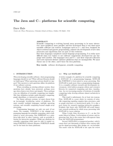 The Java and C platforms for scientific computing Dave Hale