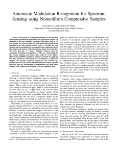 Automatic Modulation Recognition for Spectrum Sensing using Nonuniform Compressive Samples