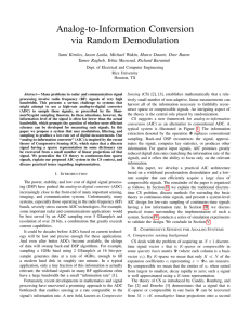 Analog-to-Information Conversion via Random Demodulation
