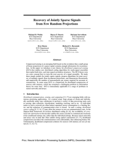 Recovery of Jointly Sparse Signals from Few Random Projections