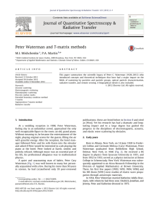 Journal of Quantitative Spectroscopy &amp; Radiative Transfer T M.I. Mishchenko