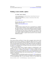 Finding a source inside a sphere N L Tsitsas doi:10.1088/0266-5611/28/1/015003