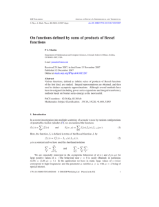 On functions defined by sums of products of Bessel functions doi:10.1088/1751-8113/41/1/015207