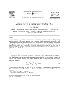Acoustic waves in slender axisymmetric tubes ARTICLE IN PRESS P.A. Martin