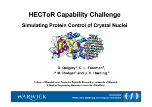 HECToR Capability Challenge Simulating Protein Control of Crystal Nuclei D. Quigley