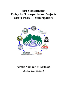 Post-Construction Policy for Transportation Projects within Phase II Municipalities