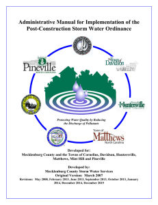 Administrative Manual for Implementation of the Post-Construction Storm Water Ordinance