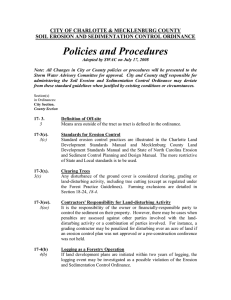Policies and Procedures CITY OF CHARLOTTE &amp; MECKLENBURG COUNTY