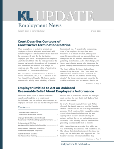 UPDATE Employment News Court Describes Contours of Constructive Termination Doctrine